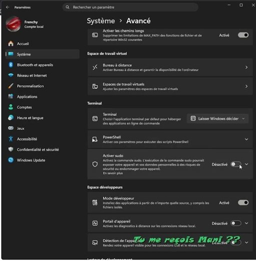 #Windows11#Comment activer la commande sudo 🧐
