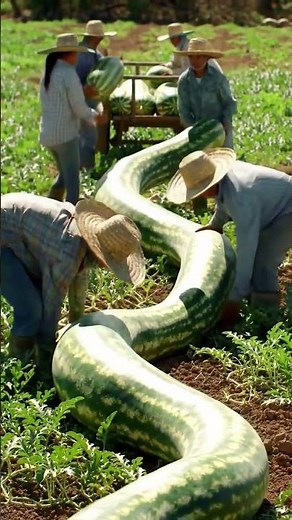 Farmers gather to see snake-shaped watermelons #farming #organicfarming #gardeningtips #farming