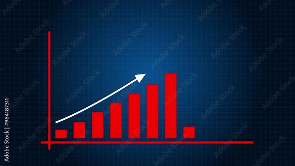 Animated of business graph icon. diagram charts, Rising up arrow on chart graph. business graph growth concept animation