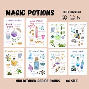 Printable Mud Kitchen Recipe Cards, Magic Fairy Potion Cards, Montessori Materials, Outdoor Play, Nature Play, Forest School, Homeschool - Etsy Australia