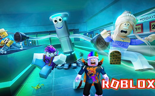 Roblox扫地机器人：超市内被扫地机器人疯狂追击，快跑！灰狼