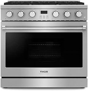 THOR Kitchen Professional 36-Inch Liquid Propane Range in Stainless Steel - Model ARG36LP