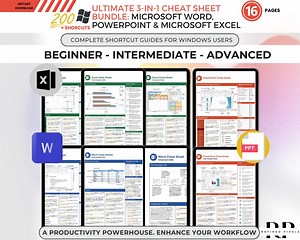 Ultimate Microsoft Office Cheat Sheet Bundle Word   Excel   Powerpoint Printable Keyboard Shortcuts PDF Study & Work Productivity Pack Guide - Etsy