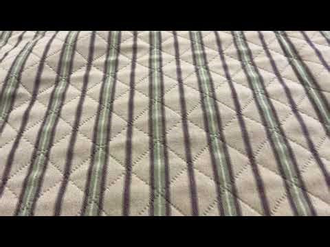 Tan, Green, and Red Stripes with Quilted Diamonds Upholstery Fabric | 54