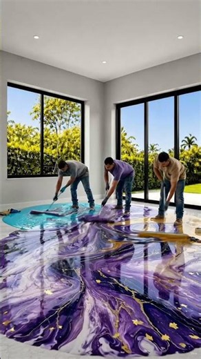 Purple Galaxy Metallic Epoxy Floor Transformation | Luxury Marble Effect Flooring | 3D Epoxy Design#