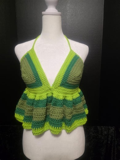 Crocheted Peplum Halter Top - Etsy