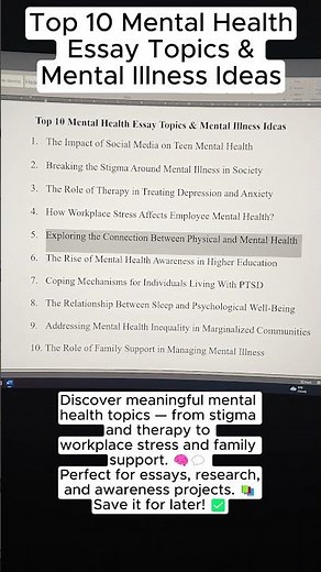 Top 10 Mental Health Essay Topics & Mental Illness Ideas