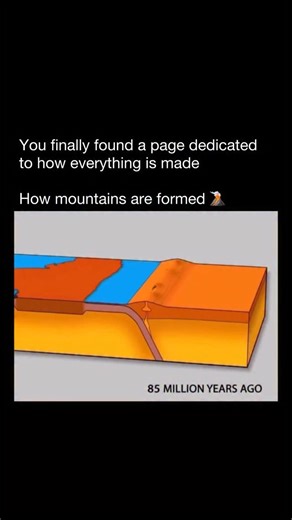 How Everything Is Made on Instagram: "Mountains aren’t just scenic backdrops — they’re the product of some of the most powerful forces inside Earth. Most begin deep below the crust, where massive tectonic plates slowly drift and collide. When two continental plates meet, the pressure forces rock layers to buckle and fold upward, building ranges like the Himalayas. In other regions, molten rock rises through the crust and cools into solid rock, forming volcanic peaks that grow with each eruption.