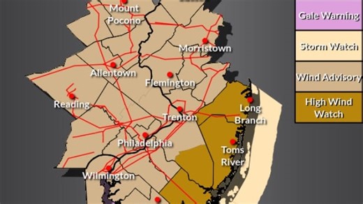 Wind advisory in effect for Delaware, surrounding state. See Delaware weather forecast