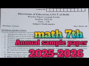 Class 7 Annual Exam Maths Sample Paper | Final Revision Paper 💯