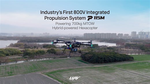 Meet P115M — the industry’s leading 800V integrated propulsion system. P115M highly integrates the motor, ESC and propeller, significantly streamlining the entire wiring layout. Built on a 3rd-gen SiC platform, it delivers high efficiency and reduced energy loss. With 115 kg thrust per rotor, P115M provides powerful, stable output for heavy-lift UAVs up to 700 kg MTOW, enabling efficient cruise, precise control, and confident maneuvering. ▶ Watch the video to see how P115M redefines heavy-lift p