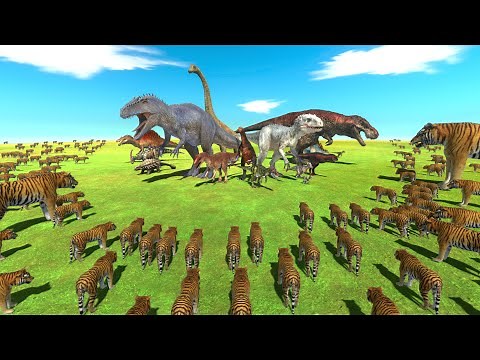 Dinosaurs VS Tiger - Which Dinosaur Can Beat 200 Tigers?