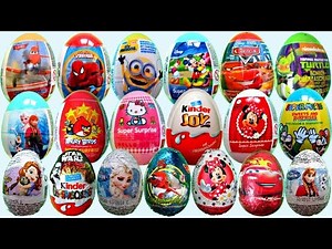25 Surprise Eggs Disney Cars Sofia Kinder Surprise Toys Frozen Elsa Mickey Mouse Angry Birds Turtles