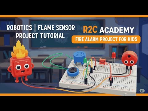 🎯 DAY 2 - Robotics | Flame Sensor Project Tutorial | Breadboard Circuit with Buzzer | R2C Academy