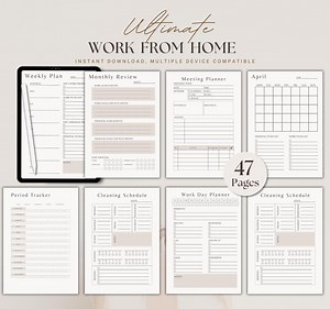 Work From Home Planner | Daily and Weekly Productivity, Task Management, Schedule Organizer | Digital & Printable | Instant Download - Etsy