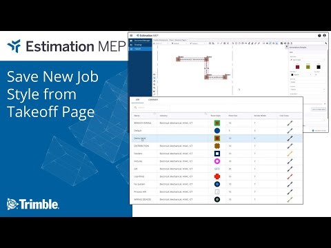 Estimation MEP - Save New Job Style from Takeoff Page