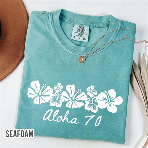 Aloha 70th Birthday Hibiscus Flower Shirt, Tropical Hawaiian T-shirt - Etsy