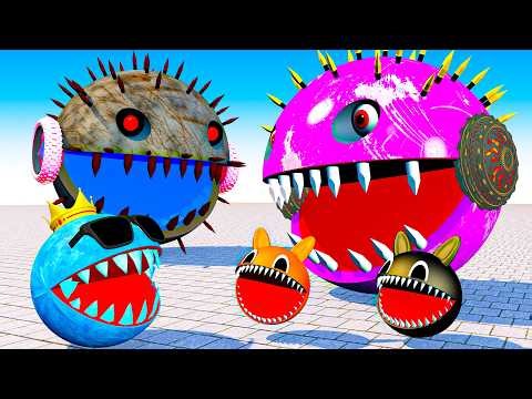 MS PACMAN & NEW RED PACMAN VS TWO YELLOW MONSTER PACMAN FIGHTING IN POKEMON #2026