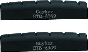 Guyker 43mm Guitar Bone Nut - Black Pre-Slotted Bone Nuts for 6 String LP Les Paul Style Electric Guitar Replacement Parts Accessories 43mm*6mm*9mm (2 Pieces), ETB-4369