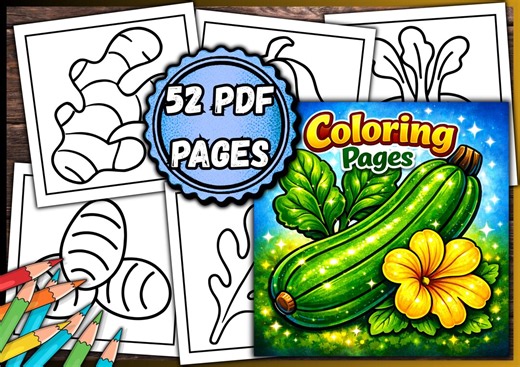 Vegetable Coloring Pages – 52 PDF Pages - Etsy