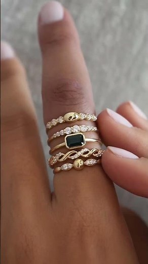 Stunning 18K Gold Ring Stack!