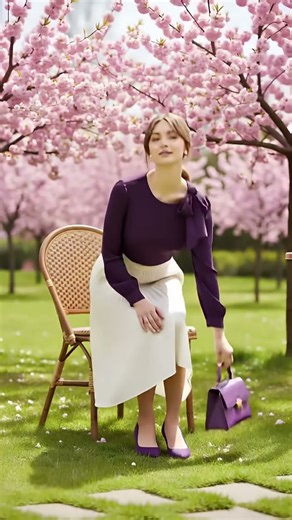 Lady Style💖 Elegant Spring Walk Among Cherry Blossoms