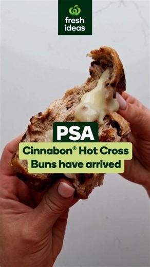 🐇🥕 Easter just got a whole lot more exciting! Say hello to our new Cinnabon hot cross buns! ✨ With a lightly spiced bun, cinnamon chips and a gooey cream cheese-style filling, they make the ultimate Easter treat. Available in-store and online from Feb 28! www.woolworths.com.au/shop/browse/bakery/easter-hot-cross-buns-desserts | Woolworths