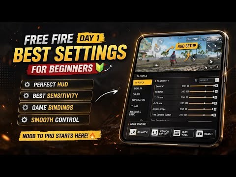 Free Fire Beginner Guide 😱 Start Se Best Settings + HUD (Day 1)