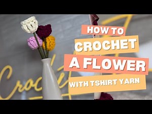 Easy Crochet Flower With Tshirt Yarn 🧶 DIY Easy Flower 🌷 #crochetflower #easycrochet