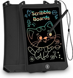 LCD Writing Tablet, 8.5 inch Reusable Drawing Pad for Kids, Colourful Screen Drawing Tablet Doodle Board w/ Stylus Pen, Toy for 3 4 5 6 7 8 Years Old Kids, Gifts for Kids and Adults, Black
