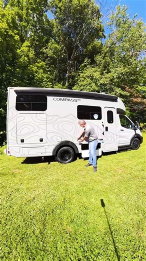 Thor Motor Coach (Motorhomes) on Instagram: "Adventure vans are cool, but have you seen this? Meet the 2026 Compass GO 22MT, also known as the “big brother” of camper vans. Built on a Ford Transit AWD 3.5L EcoBoost chassis, this compact Class C RV is designed for off-road camping and city parking. The dual-access rear mega storage garage inside serves as your gear headquarters, and the electronically controlled drop-down bed instantly converts that storage garage into a cozy bedroom for two. Wha