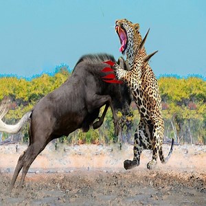 1.5M views · 9K reactions | Leopard is suddenly attacked by Wildebeest repeatedly, frantically attacking it -Wild Animal Attacks | Animals Fight | Facebook