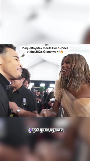 PlaqueBoyMax meets Coco Jones at the 2026 Grammys 👀🔥 #plaqueboymax #cocojones #fyp #viral #grammys