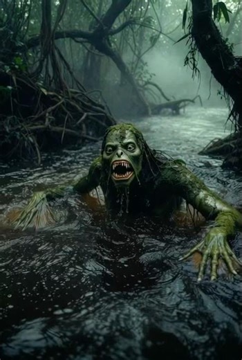 Swamp monster VS piranha zombie #scaryshorts #horror #foryou #creepy #swampmonster #zombiesurvival