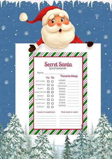 Secret Santa Questionnaire, Christmas Gift Exchange (digital Download) - Etsy