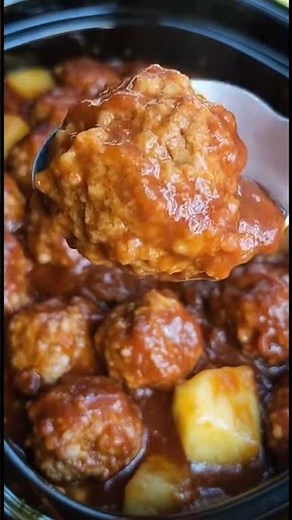 🍍 Sweet & Sour Meatballs with Pineapple (Oven or Crockpot)