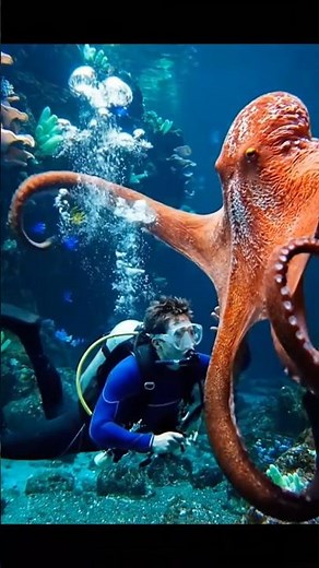 “Man vs Octopus: Who wins? Watch till the end! 👀”🐙🐙👾🔥🔥