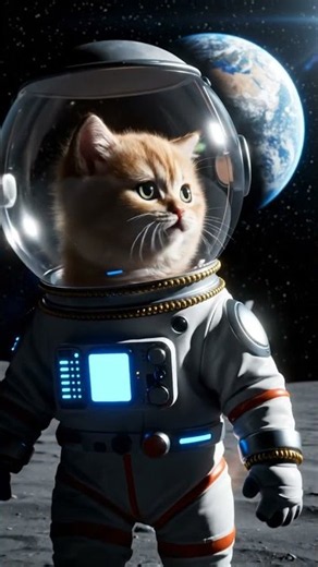 Space Kitten walking on the Moon! 🚀🐱 (月面をお散歩する宇宙猫) #Shorts