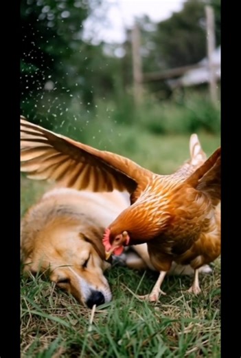 This Chicken Won't Leave Her Dog Bestie 🐓❤️🐕 #friendship #cute #animals