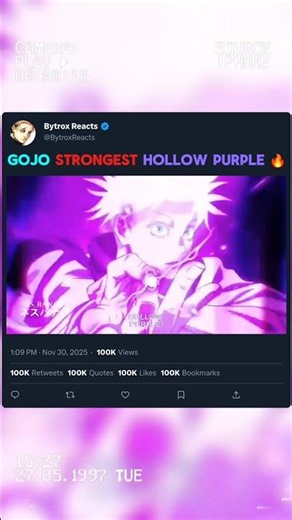 Gojo Released 200% Hollow Purple And It's Insane 💀 🟣 #jujutsukaisen #anime #animeedit #jjk #gojo
