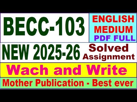 BECC 103 solved assignment 2025-26 in English || becc 103 solved assignment 2026 || ignou becc103