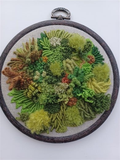 Textured Moss Embroidery. Moss and Lichen Abstract Freestyle Embroidery. - Etsy