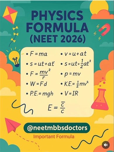 Physics Most Important Formula Sheet 🔥 | MHT-CET | JEE | NEET 2026