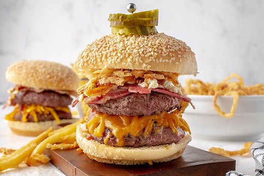 Zesty Cowboy Burger (Onion Straws, Honey Pickles, Cheese & BBQ)