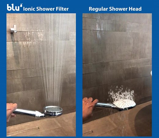 This is the difference between blu Shower Filter and any other regular Showerhead. So, Hurry up and get your blu Ionic Shower Filter for a better Shower experience #bluProtectsYou #ChooseLife | blu