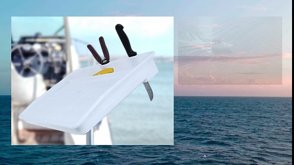 Pactrade Marine Fillet Cutting Board Bait Table with Adjustable Single Rod Holder Mount, Compartments, Knife Slots, and Engraved Fish Scale in Standard & Metric Units - Sturdy UV Stabilized PP For