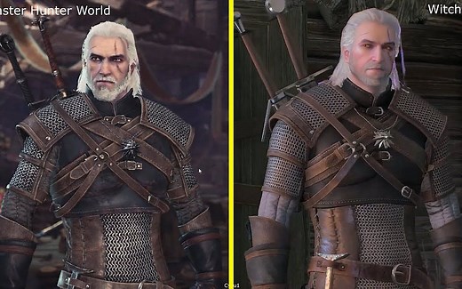【Cycu1】《怪物猎人：世界》/《巫师3》角色模型对比