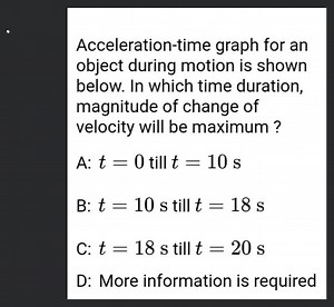 Acceleration-time graph for an object during motion is shown be... | Filo