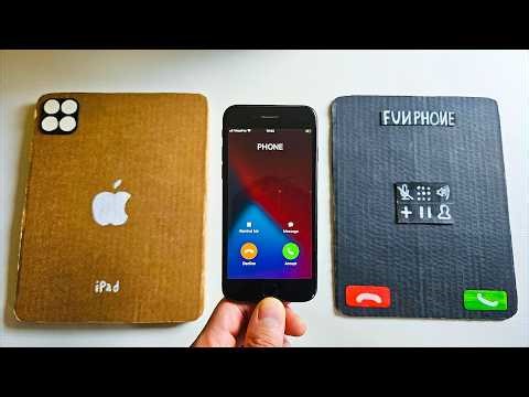 Cardboard Apple iPad Pro 14 vs Old iPhone 7 Incoming Call