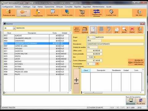 Software restaurant carga de insumos